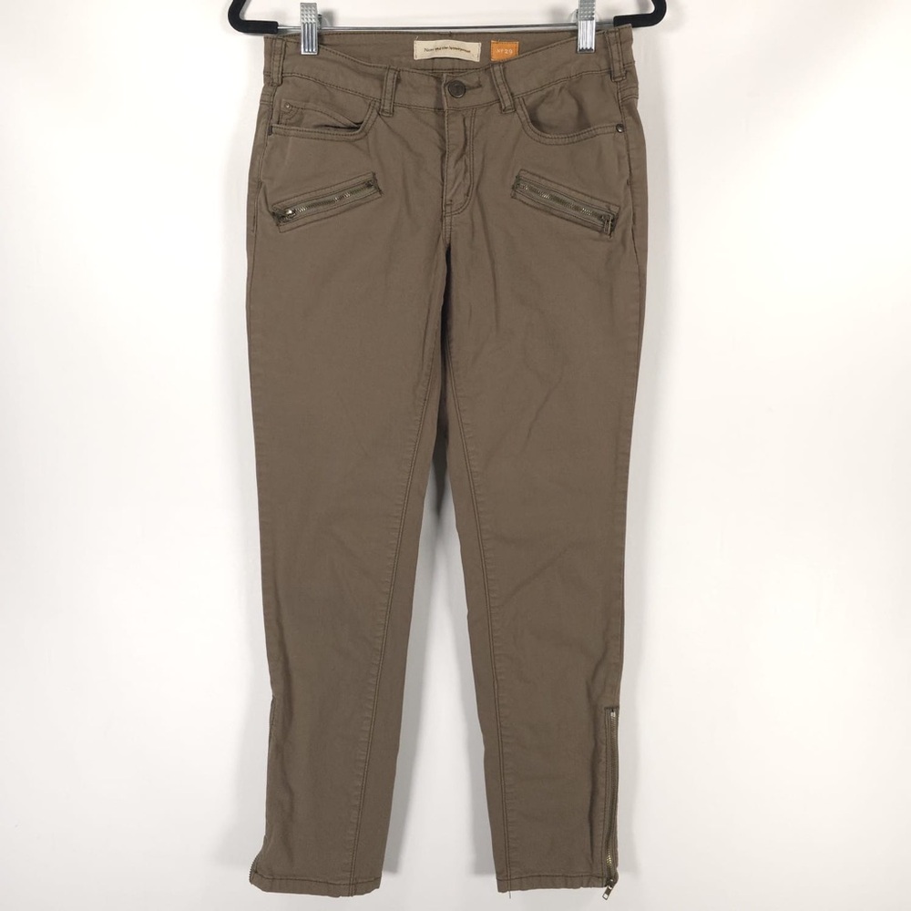 Anthropologie Pilcro & Letterpress Taupe Brown Beige Zip Ankle Skinny Jeans 29